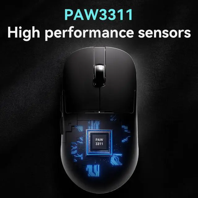 Alt view image 3 of 7 - AJAZZ AJ159P MC Tri-Mode Gaming Mouse, 12000 DPI, 56g Ultra-Light, Magnetic RGB Charging Base, Programmable 6 Buttons, Ergonomic Design, Suitable for Desktop and Laptop Computers