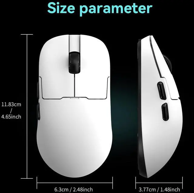 Alt view image 6 of 7 - AJAZZ AJ159P MC Tri-Mode Gaming Mouse, 12000 DPI, 56g Ultra-Light, Magnetic RGB Charging Base, Programmable 6 Buttons, Ergonomic Design, Suitable for Desktop and Laptop Computers