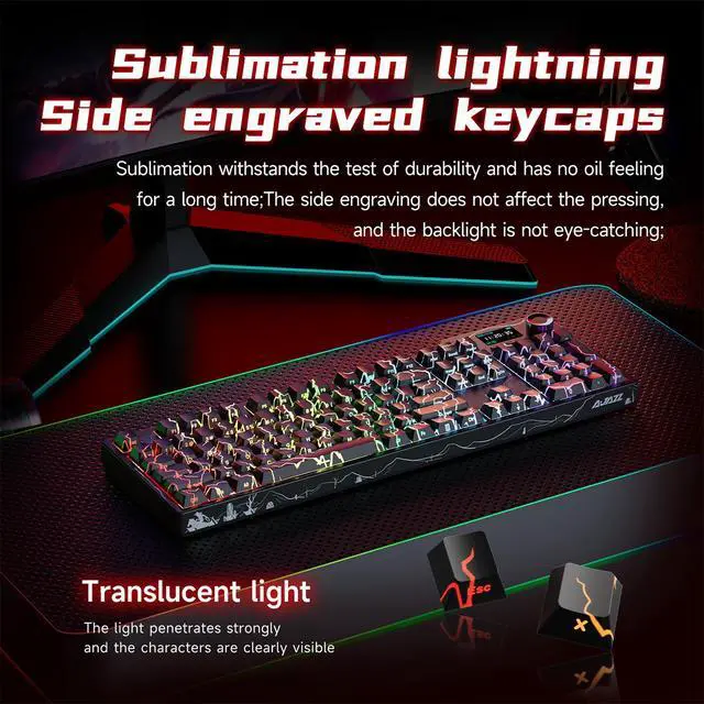 Alt view image 3 of 7 - Ajazz AK35I V4 Customizable Wireless Gaming Mechanical Keyboard, Wired/Wireless 2.4G/BT, Gasket Structure, 10000mAh Battery, Full-Color RGB, 1.14-inch Color Screen, Knob, Multi-Function Keys.