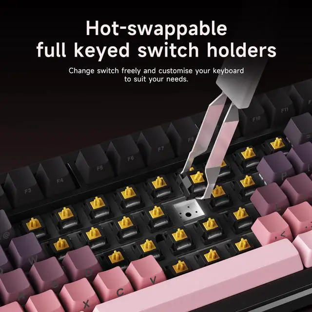 Alt view image 5 of 7 - Ajazz AK820 MAX PLUS 75% three-mode mechanical keyboard, with volume knob, gasket-structure gaming keyboard, Bluetooth/2.4GHz/USB-C wired three-mode RGB DIY