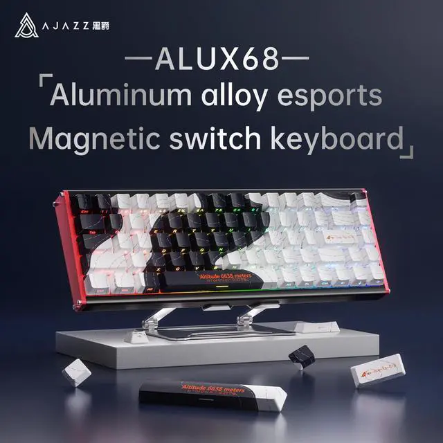 Alt view image 2 of 7 - AJAZZ ALUX68 Aluminum Alloy CNC Magnetic Axis Wired Keyboard RT0.01 TTC,Magnetic grain switch / Kotec Switch / Aquarius Magnetic Switch Gradient Red--Magnetic grain switch