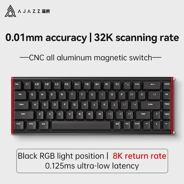 Main image of AJAZZ ALUX68 Aluminum Alloy CNC Magnetic Axis Wired Keyboard RT0.01 TTC,Magnetic grain switch / Kotec Switch / Aquarius Magnetic Switch PLUS-ABS Black-Magnetic grain switch