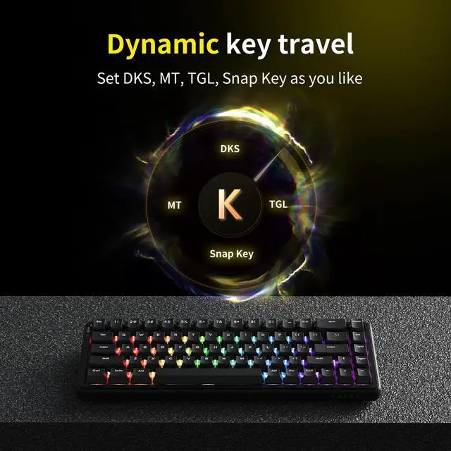 Alt view image 5 of 7 - AJAZZ AK680 MAX Trie-mode 8+1K Hall Sensor Chip Gaming Magnetic Shaft Keyboard 68-Key Full-Key Hot-Swappable Custom Mechanical Keyboard Mixed Color Lighting Portable Compact RGB Lights