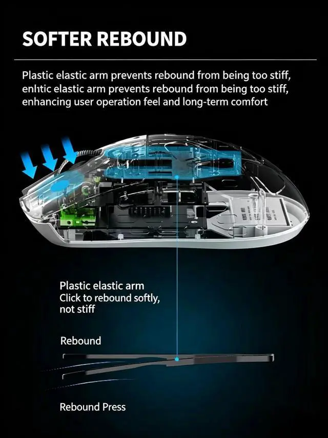 Alt view image 5 of 6 - AJAZZ AM3 MAX Tri-mode Magnesium-aluminum alloy Mouse, PAW3950 APEX-AJ sensor, High-precision Tracking, 49g Lightweight design, 350mAh Lithium Battery, Long battery life, Ergonomic design