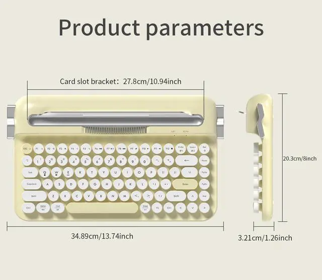 Alt view image 6 of 7 - Ajazz AF84 Wireless Bluetooth Keyboard Dual-Mode (Bluetooth/2.4G) Connectivity, Cute Retro Design, External Keyboard for Mobile Phones, Tablets, and PCs (Typewriter-Style Office Keyboard) Write Pink