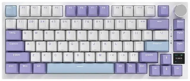 Main image of Ajazz AK820 Wired Single-Mode Mechanical Keyboard 75% Compact Layout, Metal Knob, Gasket Mount Structure, Full Hot-Swappability Ideal for Office and Daily Use Purple white Blue-Sea Salt Switch