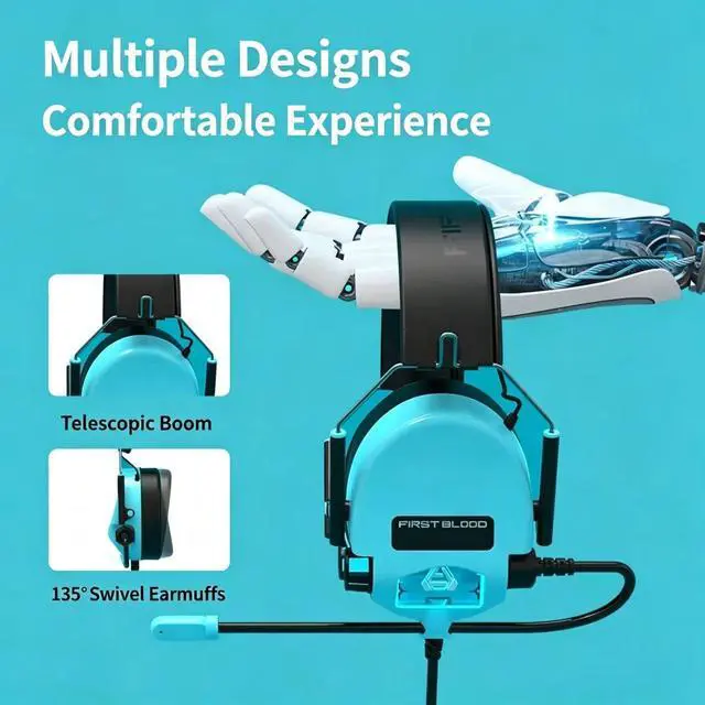 Alt view image 2 of 6 - FirstBlood H10 Virtual 7.1 sound, Comfortable to wear, Noise-canceling microphone, Folding design, Multifunctional In-line Control Design,colorful loop lights, Suitable for Gaming