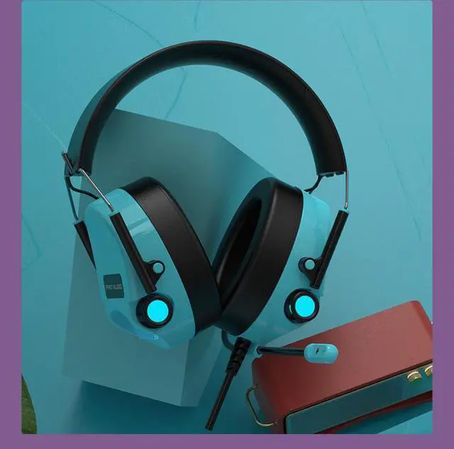 Alt view image 4 of 6 - FirstBlood H10 Virtual 7.1 sound, Comfortable to wear, Noise-canceling microphone, Folding design, Multifunctional In-line Control Design,colorful loop lights, Suitable for Gaming