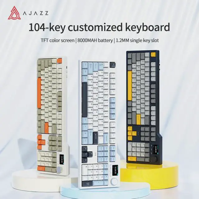 Main image of AJAZZ AK35I V3 MAX 104-key Tri-mode Mechanical Keyboard with Screen, 1.14-inch TFT Color Screen Gasket Structure, Avocado Switch Full-key Hot-swappable RGB 8000mAh Battery