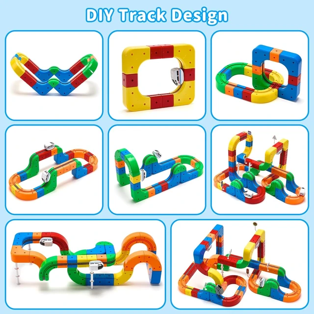 Alt view image 3 of 7 - 51PCS Magic 3D Cube Track Train Set, USB Rechargeable Electric Building Block Rail Track, DIY STEM Educational Toy, Christmas Birthday Gift for Kids Boys Girls