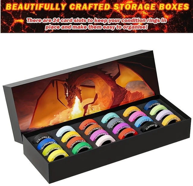 Main image of 96 PCS DND Status Effect Rings, 24 Colorful RPG Condition Markers with Storage Box, Silicone Condition Tracker Rings for Dungeons and Dragons Tabletop RPG Board Games Gift