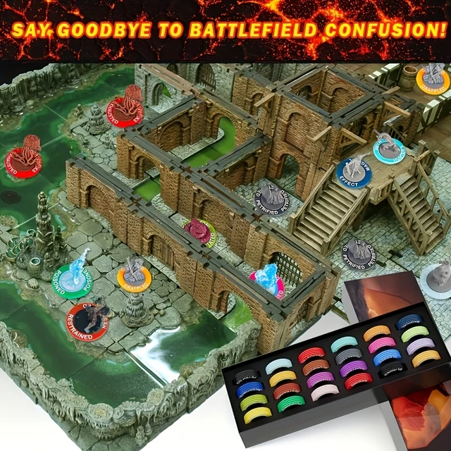 Alt view image 4 of 6 - 96 PCS DND Status Effect Rings, 24 Colorful RPG Condition Markers with Storage Box, Silicone Condition Tracker Rings for Dungeons and Dragons Tabletop RPG Board Games Gift