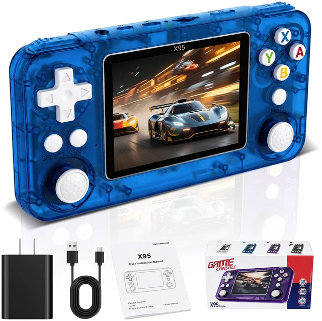 Main image of X95 Transparent Handheld Game Console, Retro Portable Gaming Device with Dual Joysticks, HD Screen, Rechargeable Classic Video Game Player for Kids & Adults