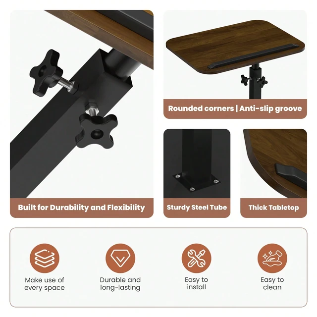 Alt view image 2 of 7 - Adjustable Side Table, C Shaped End Table For Couch, 360° Swivel Small Side Table End Tables For Living Room, Bedroom, TV Tray Table For Couch, Side Tables For Small Spaces/home Decor-living Room Deco