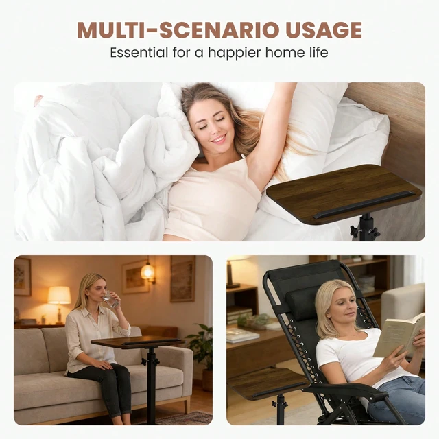 Alt view image 3 of 7 - Adjustable Side Table, C Shaped End Table For Couch, 360° Swivel Small Side Table End Tables For Living Room, Bedroom, TV Tray Table For Couch, Side Tables For Small Spaces/home Decor-living Room Deco