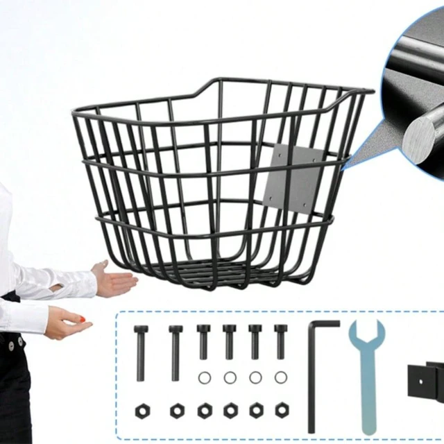 Alt view image 3 of 7 - Sturdy steel front bicycle basket with fixed bracket, anti-rust design, suitable for installation at the front of electric bicycles, compatible with most children's and adult bicycles on the market