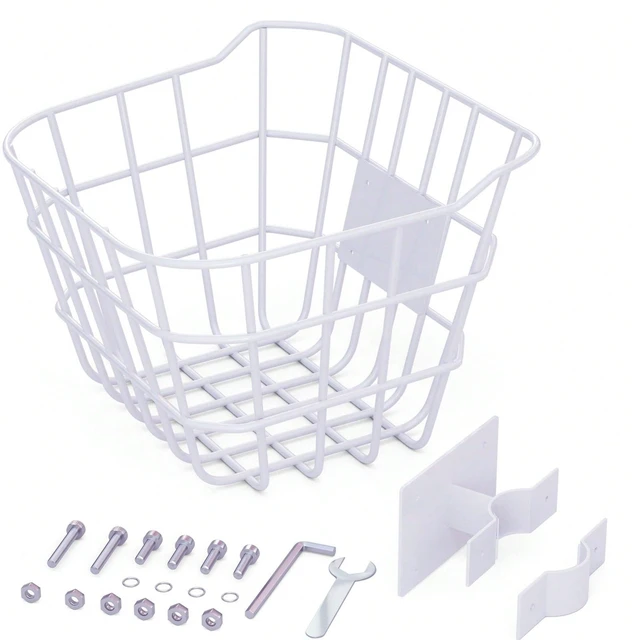 Alt view image 2 of 7 - Sturdy Steel Front Bicycle Basket With Fixed Bracket, Anti-Rust Design, Suitable For Installation At The Front Of Electric Bicycles, Compatible With Most Children's And Adult Bicycles On The Market