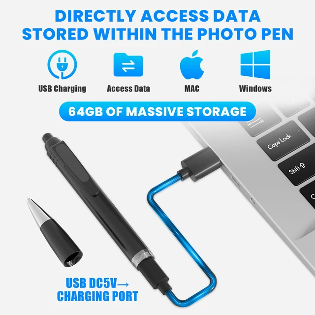 Alt view image 7 of 7 - Camera Pen,1080p Video Body Camera with 64G Built-in Memory,MINI Nanny Video Recorder for Meeting,Classroom Reading