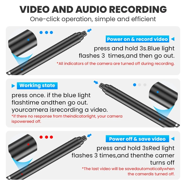 Alt view image 5 of 7 - Camera Pen,1080p Video Body Camera with 64G Built-in Memory,MINI Nanny Video Recorder for Meeting,Classroom Reading