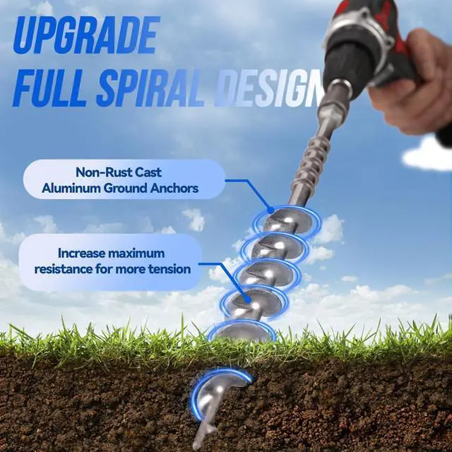 Alt view image 2 of 7 - 12 Pcs 14" Ground Anchors Screw in Non-Rust Cast Aluminum Detachable Tent Stakes for Camping Tents, Sand, Trampoline, Swing Sets and Sheds