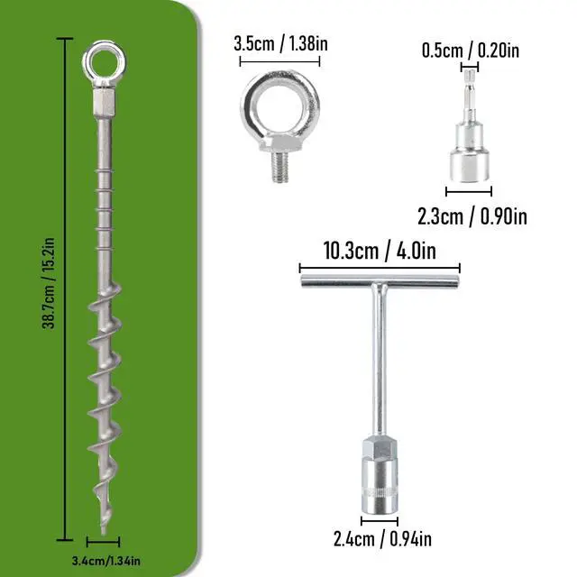 Alt view image 6 of 7 - 12 Pcs 14" Ground Anchors Screw in Non-Rust Cast Aluminum Detachable Tent Stakes for Camping Tents, Sand, Trampoline, Swing Sets and Sheds