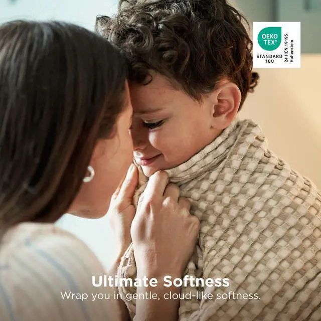 Alt view image 4 of 7 - Cooling Cotton Waffle King Size Blanket - Lightweight Breathable Summer Blanket of Rayon Derived from Bamboo for Hot Sleepers, Luxury Throws for Bed, Couch and Sofa, Light Brown, 104x90 Inches