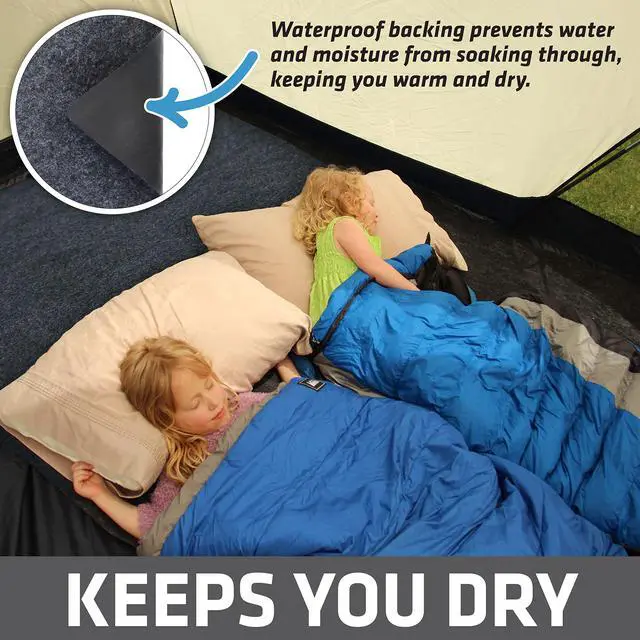 Alt view image 3 of 7 - Tent Carpet Mat, Protective Waterproof Liner Keeps You Warm & Dry, Camping Floor Rug Accessory (7'4" x 8'4"), Durable, Lightweight, Soft & Comfortable, Trimmable Material (USA Made) (Charcoal)