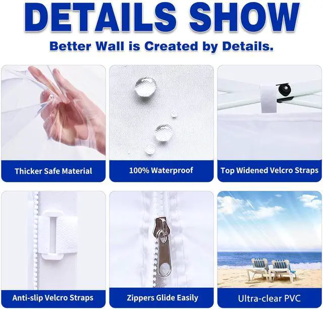 Alt view image 3 of 5 - Clear Window Sidewall for 10x10 Canopy Frame, 3 Pack Sunwalls Only,(White)