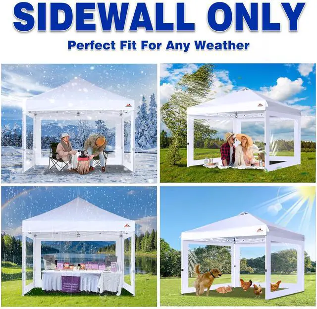 Alt view image 5 of 5 - Clear Window Sidewall for 10x10 Canopy Frame, 3 Pack Sunwalls Only,(White)