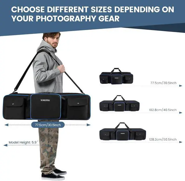 Alt view image 4 of 7 - Tripod Carrying Case Bag 50.5", Resistant Light Stand Bag with 2 Removable Padding, Photo Studio Equipment Case for Tripods, Monopods, Speaker Stands, Umbrellas, Gear, Mic Stand, Tent Pole