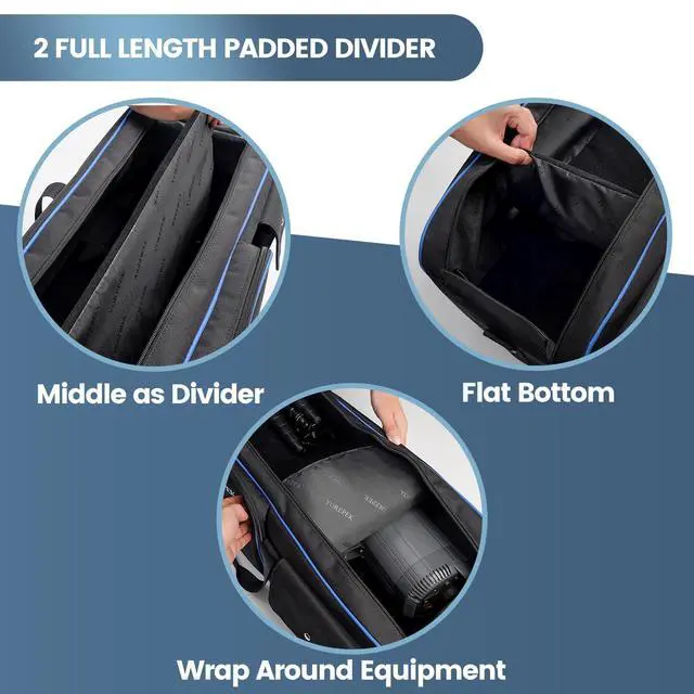 Alt view image 5 of 7 - Tripod Carrying Case Bag 50.5", Resistant Light Stand Bag with 2 Removable Padding, Photo Studio Equipment Case for Tripods, Monopods, Speaker Stands, Umbrellas, Gear, Mic Stand, Tent Pole