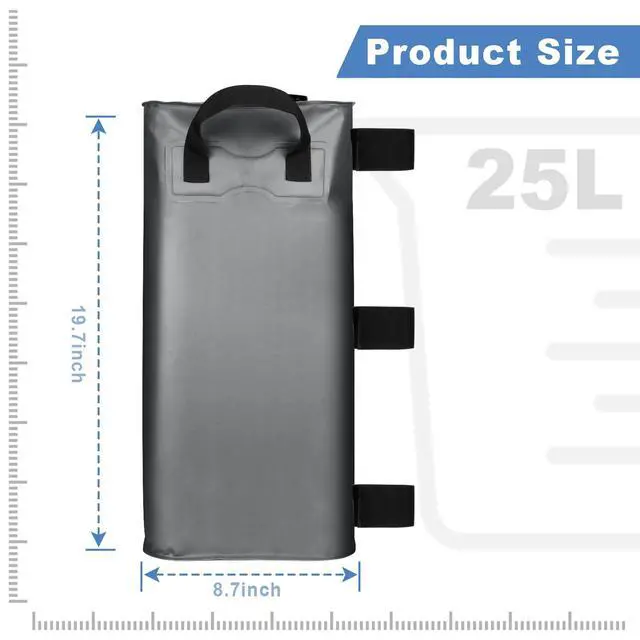Alt view image 2 of 6 - 4 Pack Canopy Water Weight Bag, 220 LBS Water Tent Weights Set of 4 Leg Weights for Gazebo, Pop Up Canopy, Canopies, Tent (Grey 25L)