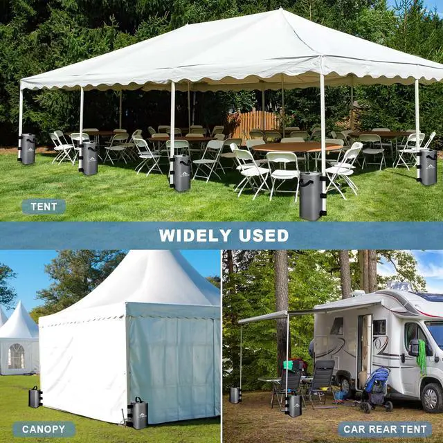 Alt view image 4 of 6 - 4 Pack Canopy Water Weight Bag, 220 LBS Water Tent Weights Set of 4 Leg Weights for Gazebo, Pop Up Canopy, Canopies, Tent (Grey 25L)