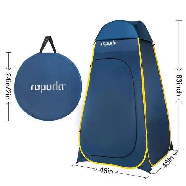 Alt view image 7 of 7 - Pop Up Tent 83" x 48" x 48" Upgrade Privacy Tent, Porta-Potty Changing Portable Changing Room Includes 1 Removable Bottom,8 Stakes,1Removable Rain Cover,1 Carrying Bag