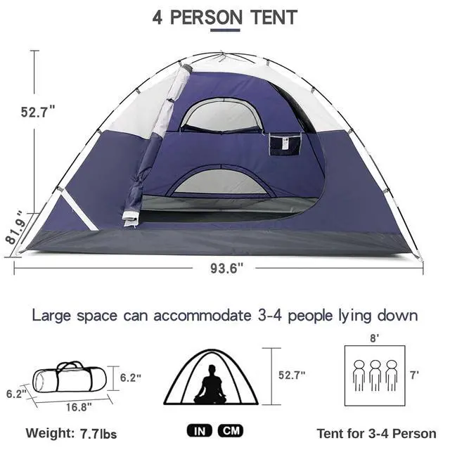 Alt view image 2 of 6 - Tents for Camping 2/3/4/5 Person Camping Dome Tent, Waterproof,Spacious, Lightweight Portable Backpacking Tent for Outdoor Camping/Hiking