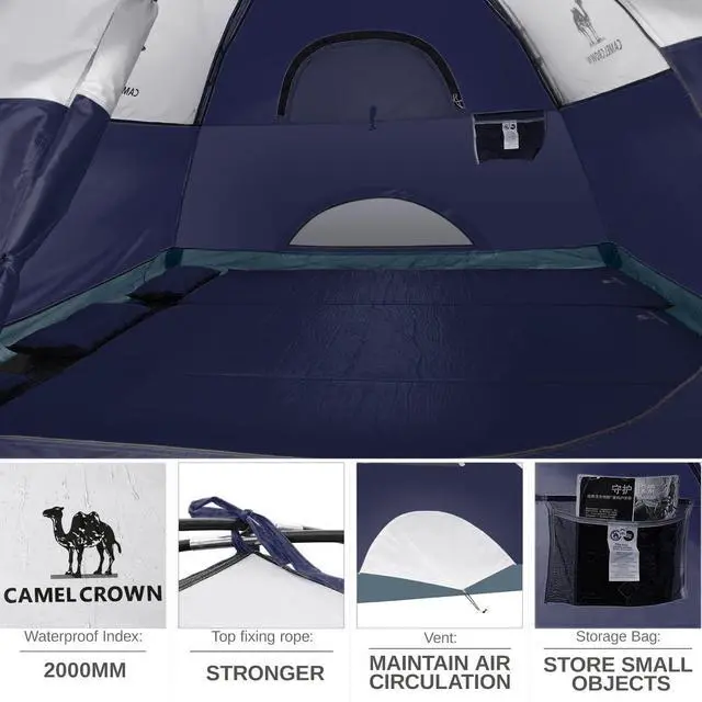 Alt view image 4 of 6 - Tents for Camping 2/3/4/5 Person Camping Dome Tent, Waterproof,Spacious, Lightweight Portable Backpacking Tent for Outdoor Camping/Hiking