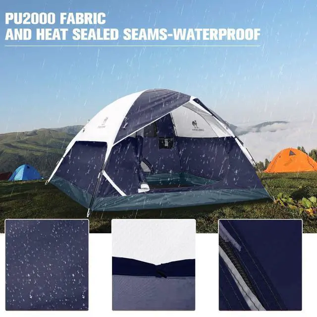 Alt view image 5 of 6 - Tents for Camping 2/3/4/5 Person Camping Dome Tent, Waterproof,Spacious, Lightweight Portable Backpacking Tent for Outdoor Camping/Hiking