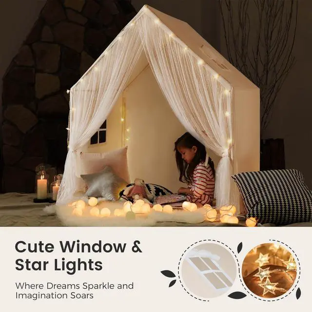 Alt view image 3 of 6 - Kids Play Tent, Kids Tent for Girls and Boys, Indoor Playhouse for Toddlers, Large Play House | Reading Nook (Lace Play Tent)