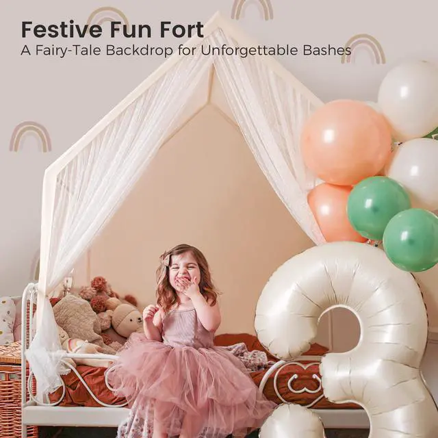 Alt view image 6 of 6 - Kids Play Tent, Kids Tent for Girls and Boys, Indoor Playhouse for Toddlers, Large Play House | Reading Nook (Lace Play Tent)