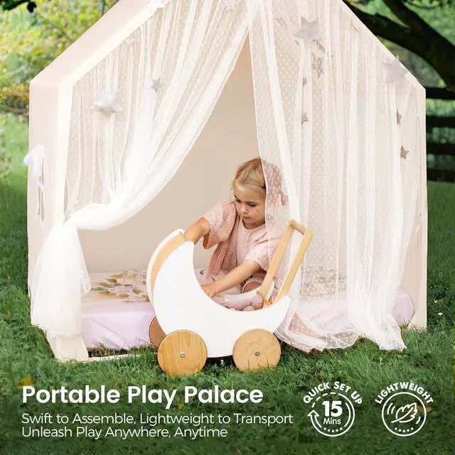 Alt view image 5 of 6 - Kids Play Tent, Kids Tent for Girls and Boys, Indoor Playhouse for Toddlers, Large Play House | Reading Nook (Lace Play Tent)