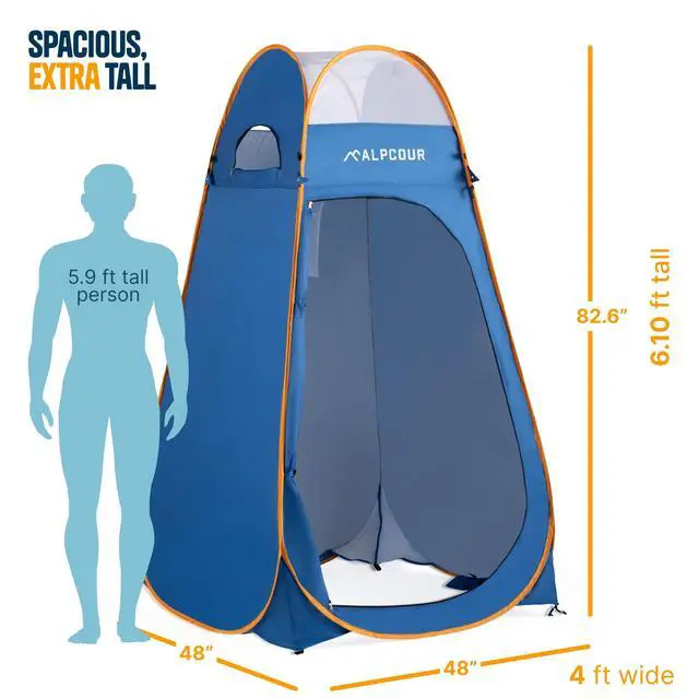 Alt view image 6 of 7 - Portable Pop Up Tent Privacy Tent for Portable Toilet, Shower and Changing Room for Camping and Outdoors Spacious, Extra Tall and Waterproof with Utility Accessories - Sturdy and Easy Fold