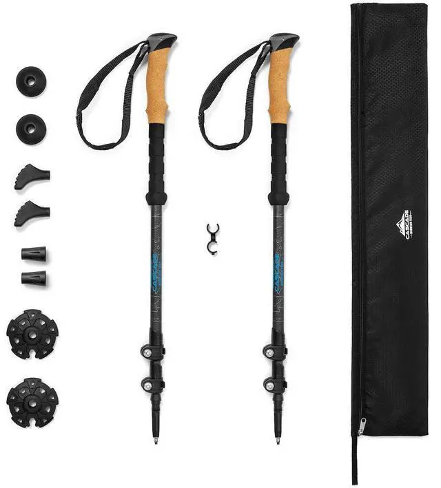 Main image of Trekking Poles - Carbon Fiber Walking or Hiking Sticks with Quick Adjustable Locks (Set of 2), Grey