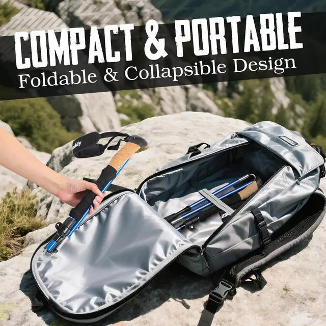 Alt view image 5 of 6 - Foldable Trekking Poles Ultralight 7075 Aluminum, EVA & Cork Grip Collapsible Hiking Poles Lightweight Adjustable Walking Sticks for Men, Women, Seniors & Travel