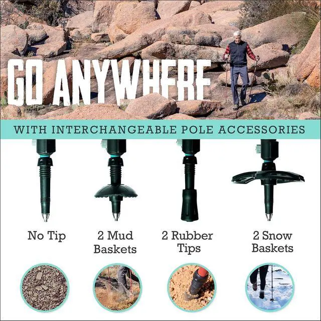 Alt view image 4 of 6 - Foldable Trekking Poles Ultralight 7075 Aluminum, EVA & Cork Grip Collapsible Hiking Poles Lightweight Adjustable Walking Sticks for Men, Women, Seniors & Travel