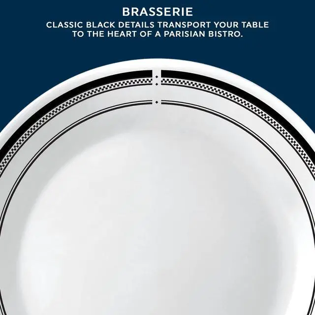 Alt view image 3 of 5 - 18-Piece Round Dinnerware Set Service for 6, Lightweight Round Plates and Bowls Set, Vitrelle Triple Layer Glass, Chip and Scratch Resistant, Microwave and Dishwasher Safe, Brasserie
