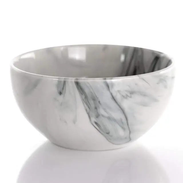 Alt view image 3 of 7 - Fine Marble 16 Piece Stoneware Dinnerware Set in Black and White