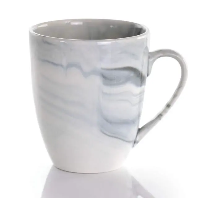 Alt view image 7 of 7 - Fine Marble 16 Piece Stoneware Dinnerware Set in Black and White