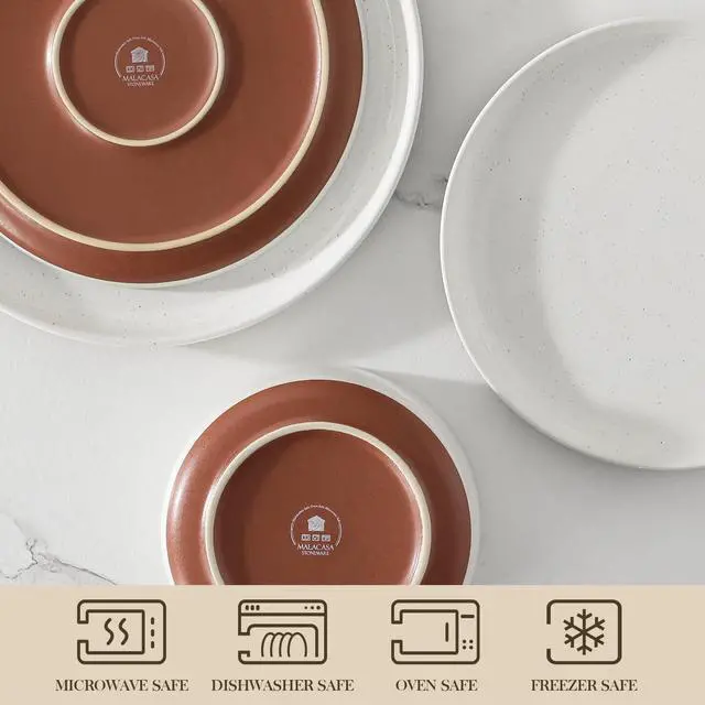 Alt view image 2 of 7 - Plates and Bowls Sets, 12 Pieces Modern Stoneware Dinnerware Set for 4 Kitchen Dinner Set Ceramic Dishware Dishes Set Microwave and Dishwasher Safe, White, Series TARA