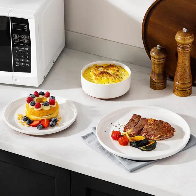 Alt view image 7 of 7 - Plates and Bowls Sets, 12 Pieces Modern Stoneware Dinnerware Set for 4 Kitchen Dinner Set Ceramic Dishware Dishes Set Microwave and Dishwasher Safe, White, Series TARA