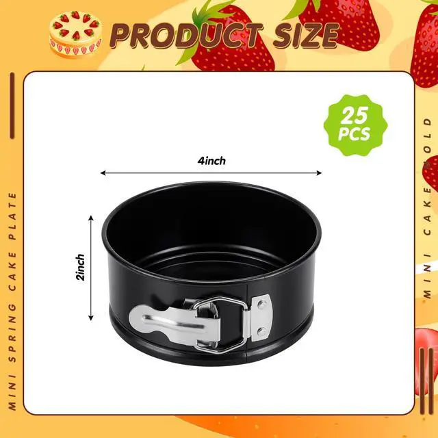 Alt view image 2 of 6 - 4 Inch Springform Pan for Baking Mini Cheesecake Pans with Removable Bottom Nonstick Leakproof Round Cake Mold Spring Form Molds for Mini Cheesecake Pizza and Quiches(Black,25 Pcs)